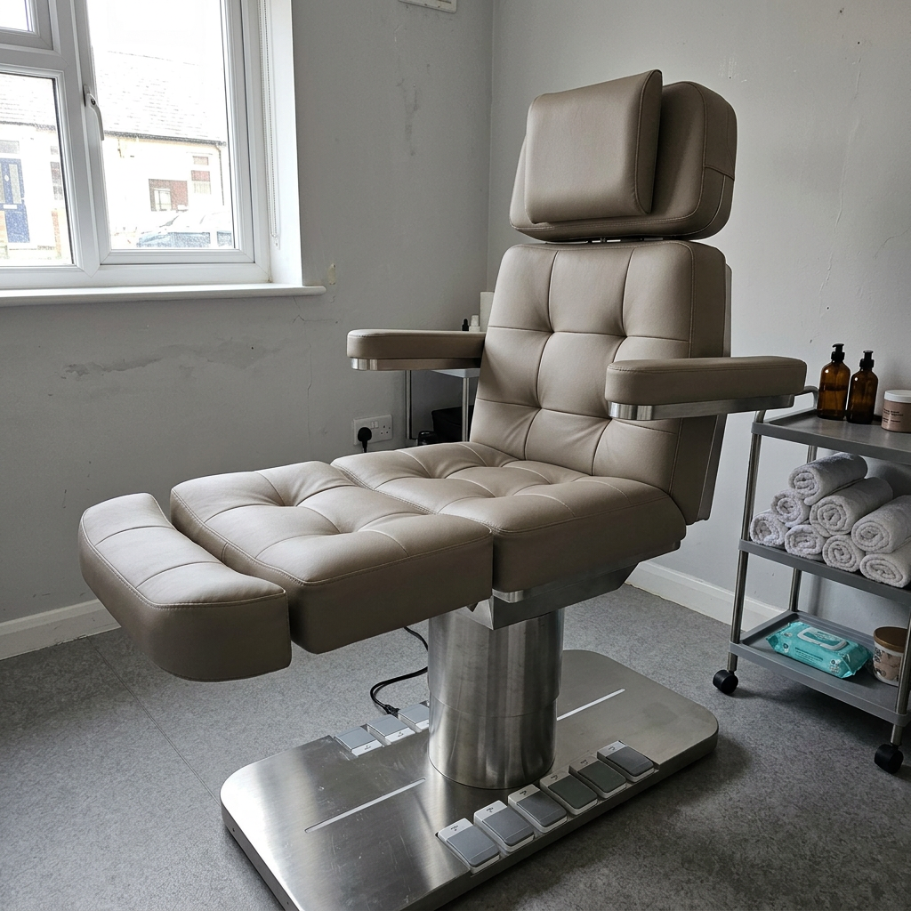 Electric beauty bed in a customer's treatment room